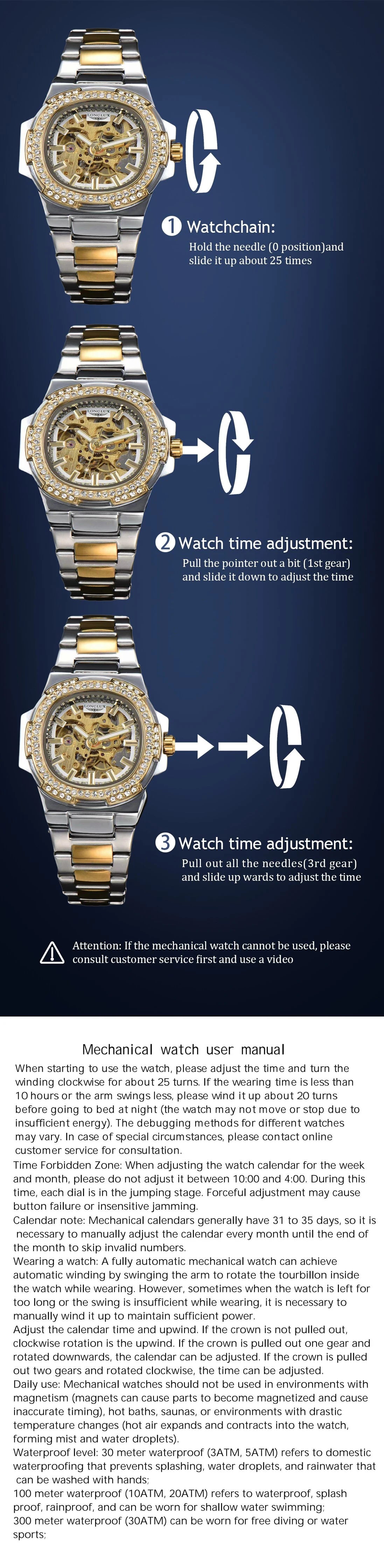 LONGLUX automatic man watch luxury stainless steel wholesale mechanical wristwatches skeleton waterproof diamond watch man watch