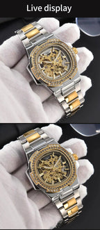 LONGLUX automatic man watch luxury stainless steel wholesale mechanical wristwatches skeleton waterproof diamond watch man watch